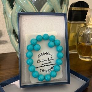 Turquoise bead bracelet with earrings Set